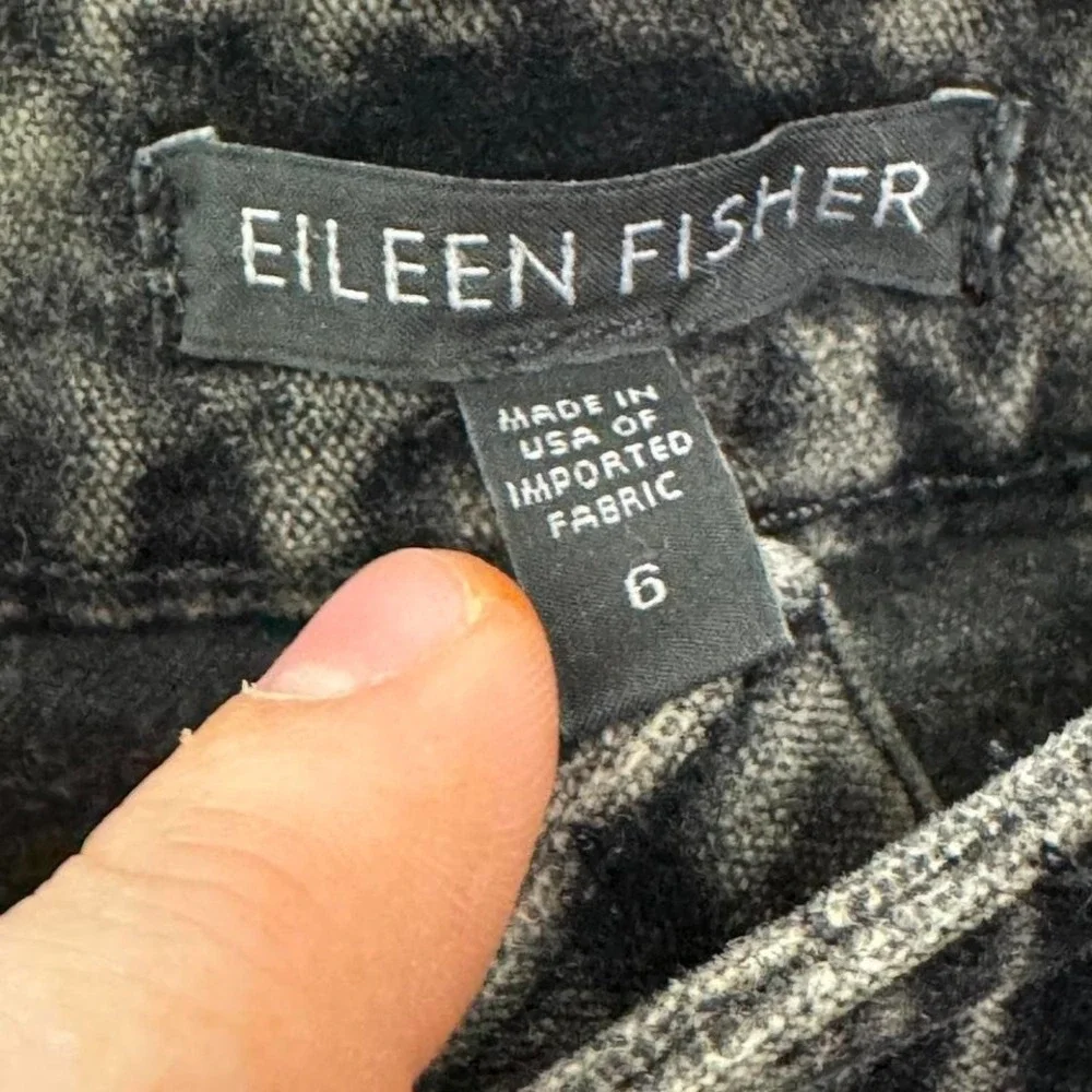 Eileen Fisher Velvet Feel Acid Wash Skinny Jeans Black Sz 6 Grunge Quiet Luxury